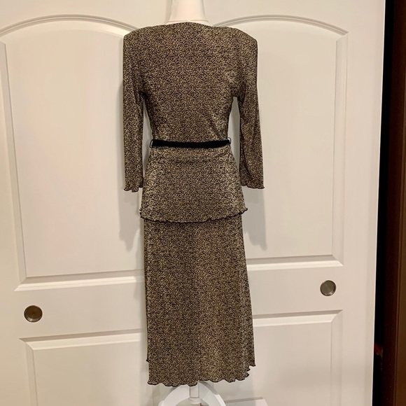 CONNECTED APPAREL BROWN BELTED MIDI DRESS - Picture 5 of 13